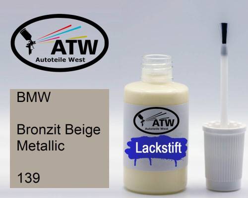 BMW, Bronzit Beige Metallic, 139: 20ml Lackstift, von ATW Autoteile West.